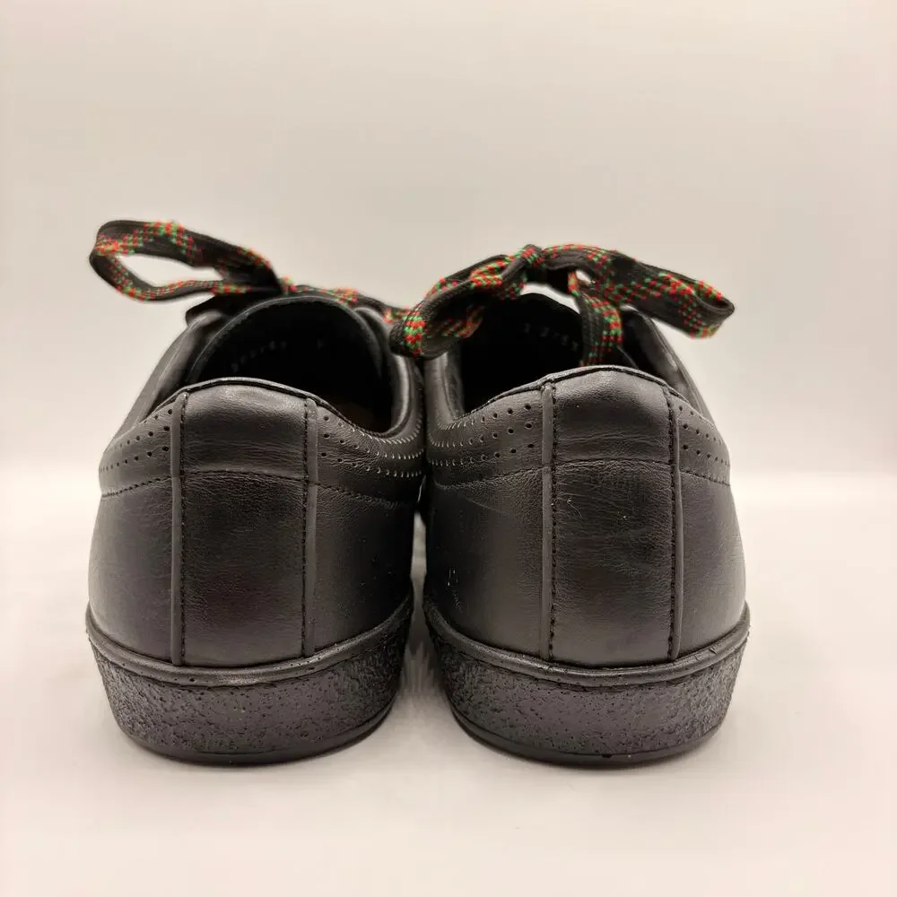 GUCCI Leather Perforated Logo Low Top Trainer Sneakers Black Sz 9G / 9.5 US $995